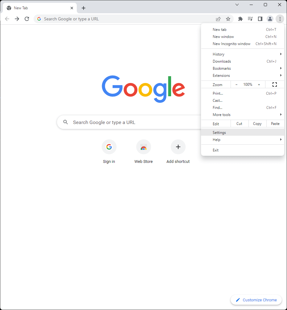 Chrome Settings