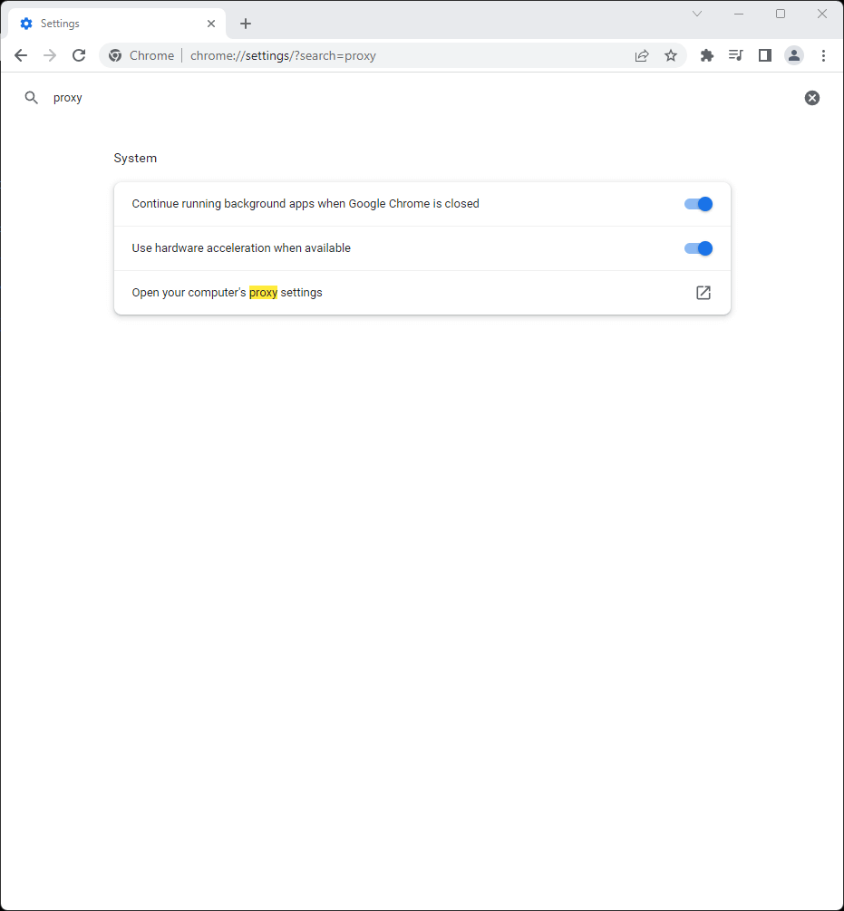 Chrome proxy search