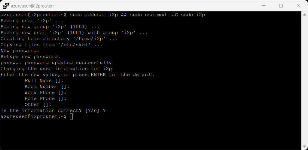 Create i2p user