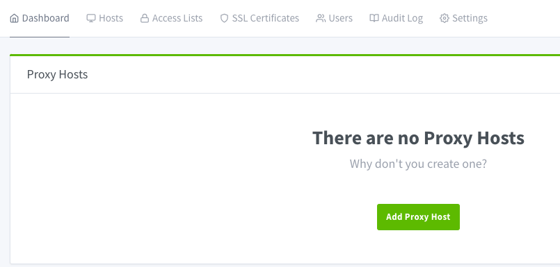 Adding proxy host