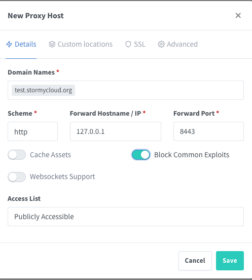 Proxy host configuration