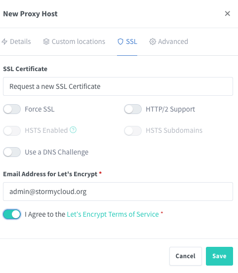 SSL certificate setup