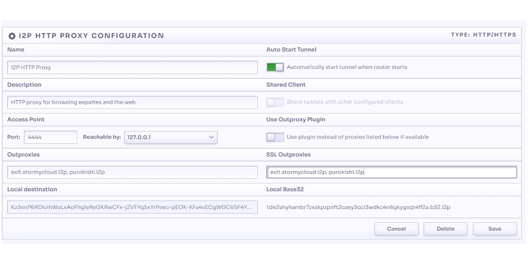 Update outproxy settings